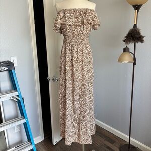 Brown and white maxi dress